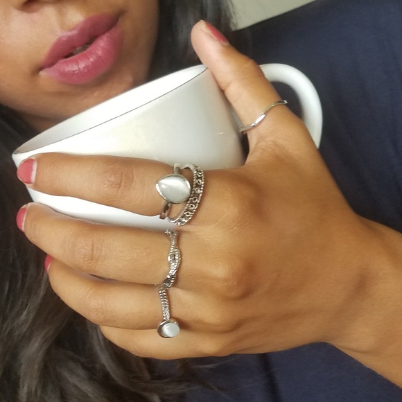 BOHO SILVER IVORY STACK RINGS - Picture 4 of 4